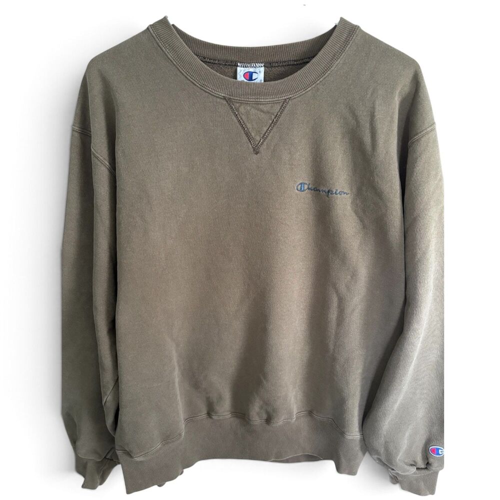 Vintage Champion V Insert Crewneck Sweatshirt – Olive – Size XL